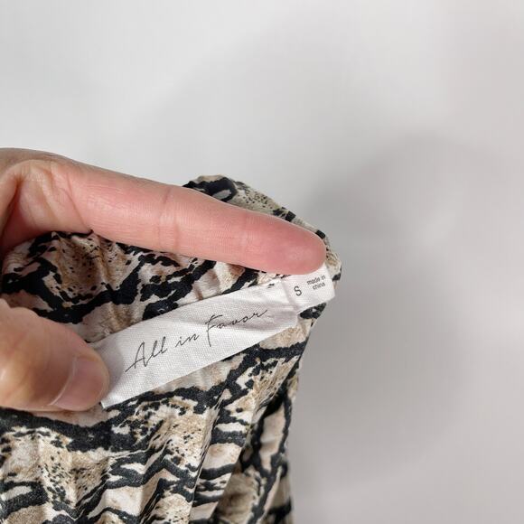 All In Favor Womens S Snake Print Pleated Midi Skirt Black Cream Animal Print - Picture 7 of 8